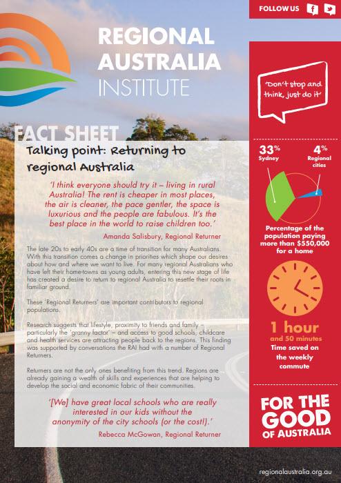 Returning to Regional Australia Factsheet